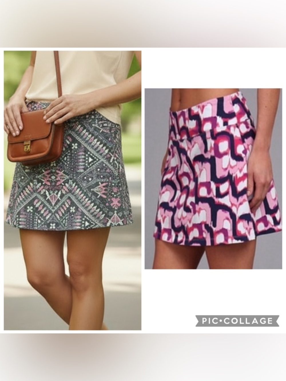 2 NWT Patagonia Pink Purple & Grey Cream Print Tidal Mini Skirts
